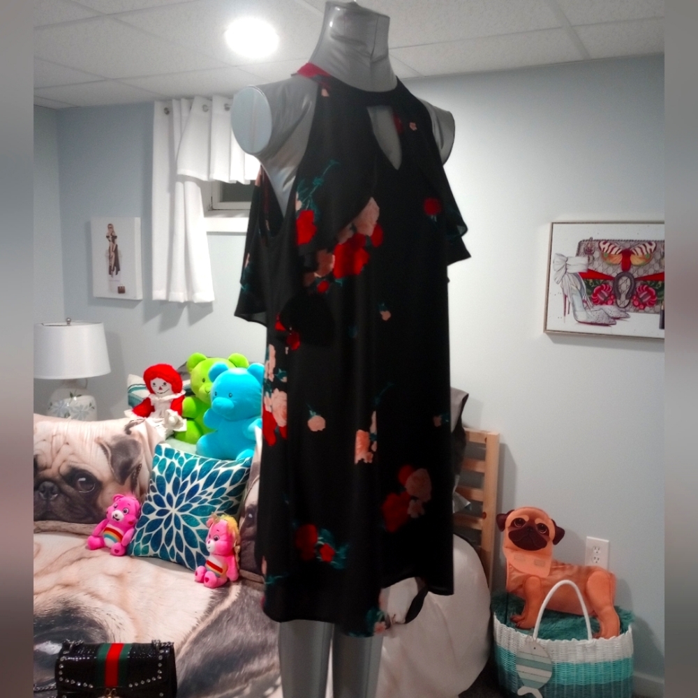 Black floral print Candie's dress